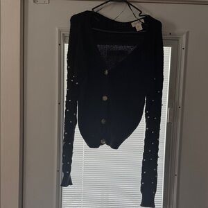 Jessica Simpson Black Cardigan with Pearl Details